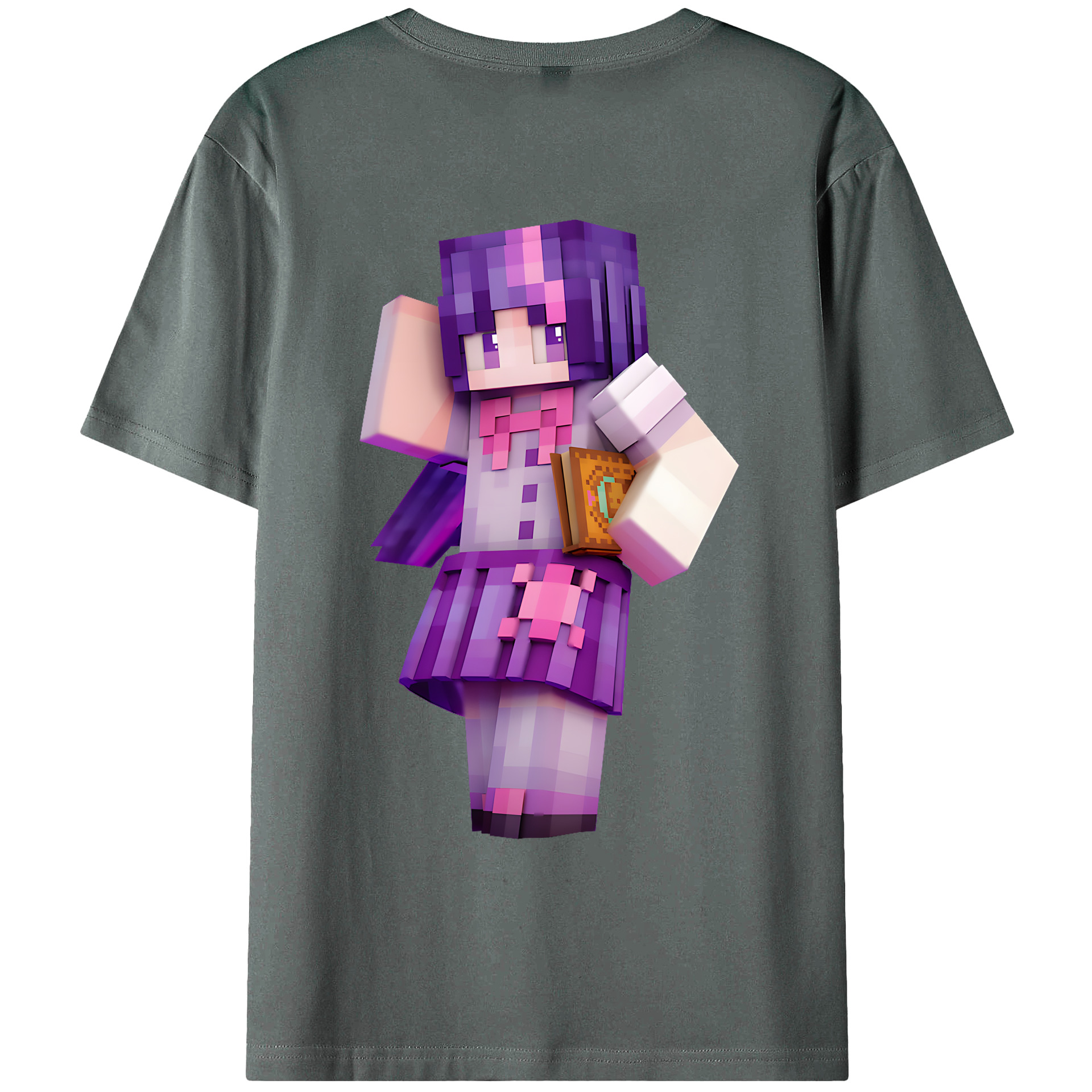 （画像用） マインクラフト ブロックの世界 Minecraft MC Block world 綿100％ メンズ半袖Tシャツ（バックプリント） 通気性